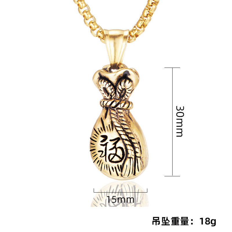 Collier vintage en acier inoxydable pour homme pendentif bourse_voghion.com