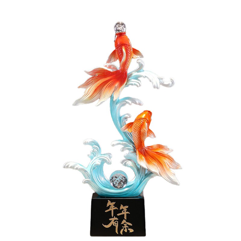 入户玄关招财锦锂年年有鱼大摆件客厅壁龛轻奢高档装饰品乔迁礼物|undefined