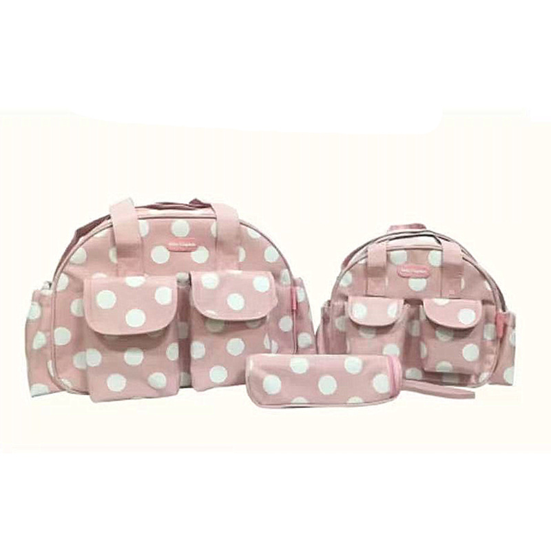 Conjunto de Cinco Piezas de Bolsa Maternal Acolchada con Diseño de Cuadros, Bolsa Maternal Multifuncional de Gran Capacidad para Guardar Pañales, de Hombro o Cruzada