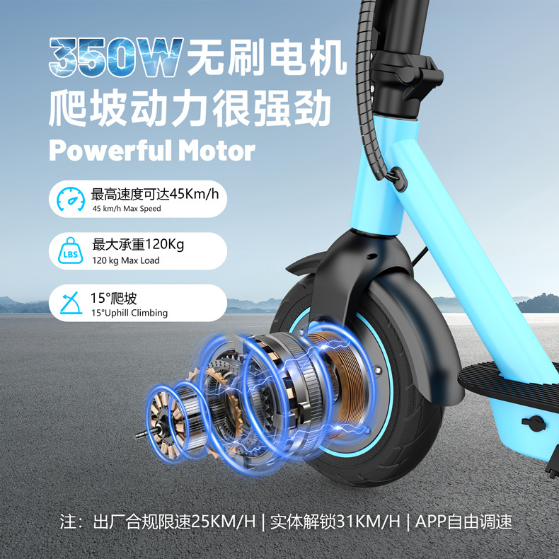Overseas warehouse direct shipment from source factory: Small foldable electric scooter 10inch with honeycomb tires, 350W front drive, cross-border wholesale