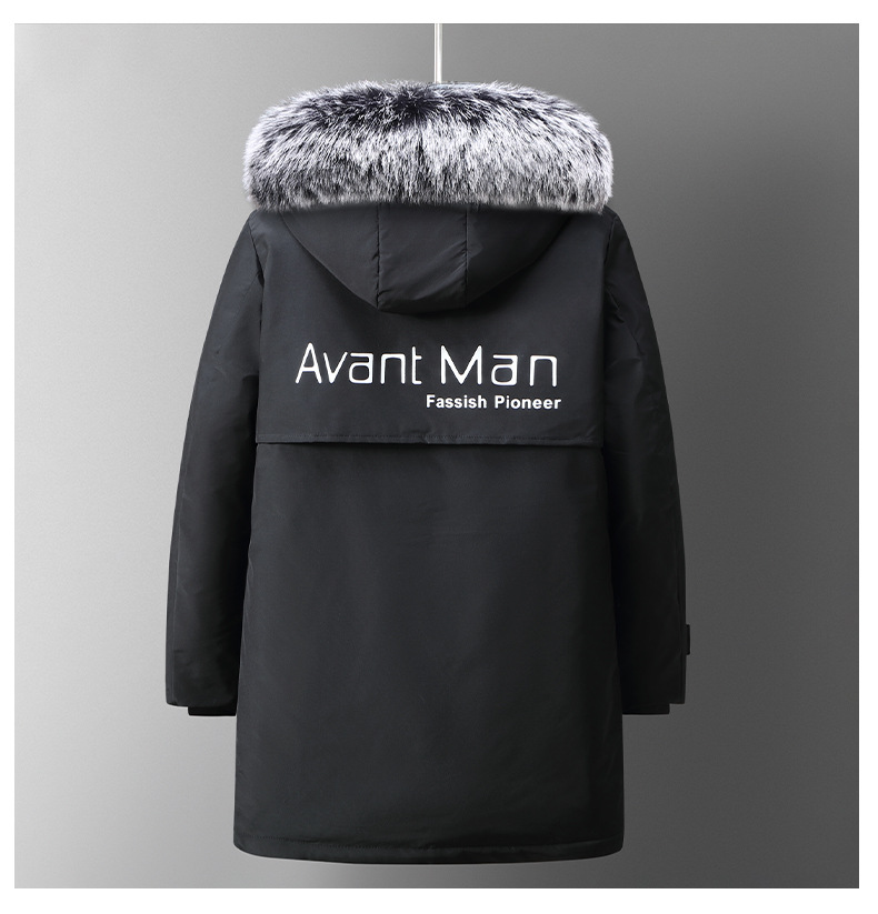 Piumino invernale, cappuccio di media lunghezza, ampio collo in pelliccia, piumino d'anatra bianco spesso da uomo, cappotto spesso_voghion.com