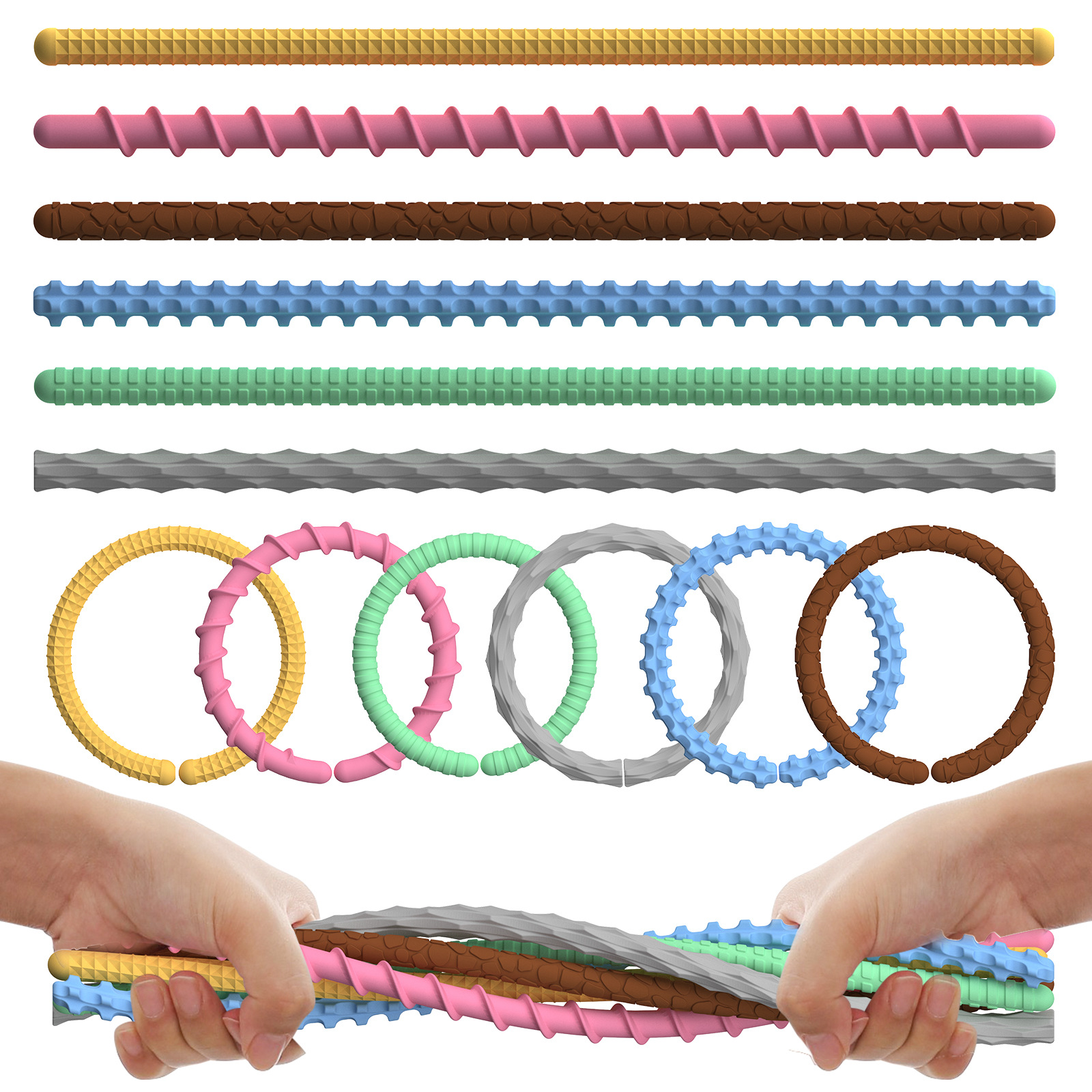 FidgetToys Silicone Sensory Stick Set 6 Pieces Texture Calming Sensory Ansiety Alivio de la punta de los dedos para autismo