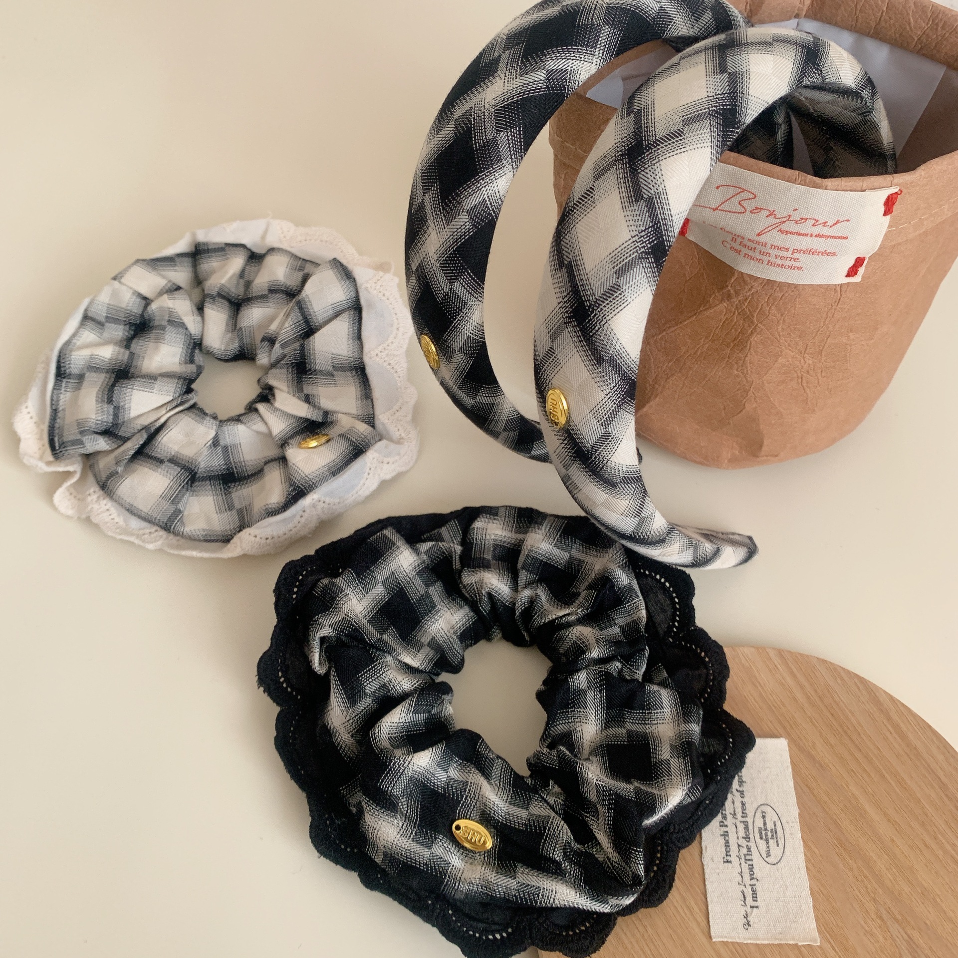 Hair Tie Hair Accessories Type 1 Piece Quantity Party, Street Occasion Women's Simple Style Commute Checkered Cloth Hair Tie