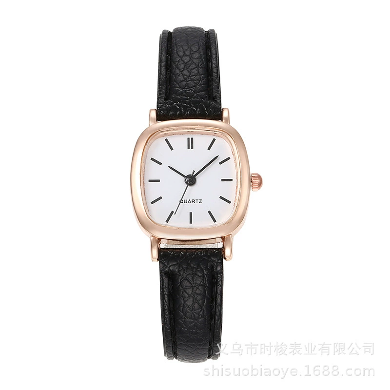 Square watch, dial, retro quartz belt, simple and elegant design, small dial, Korean style