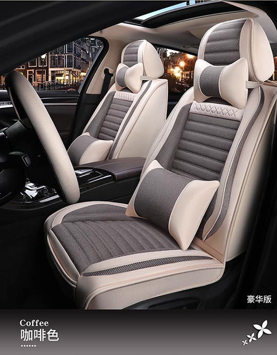 Car Seat Cushion, Universal for All Seasons, Fully Enclosed Seat Cover, Linen Breathable Fabric Seat Cushion, Universal Seat Cushion Cover for Five Seats in the Car