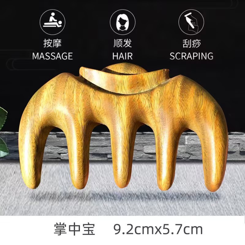 녹색 백단향 마사지 빗