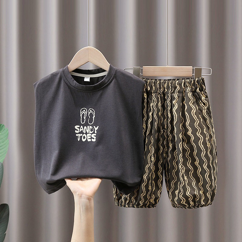 3527 ropa de verano para niños traje de niños verano 2023 nuevos niños chaleco sin mangas para Bebés Ropa exterior traje de dos piezas