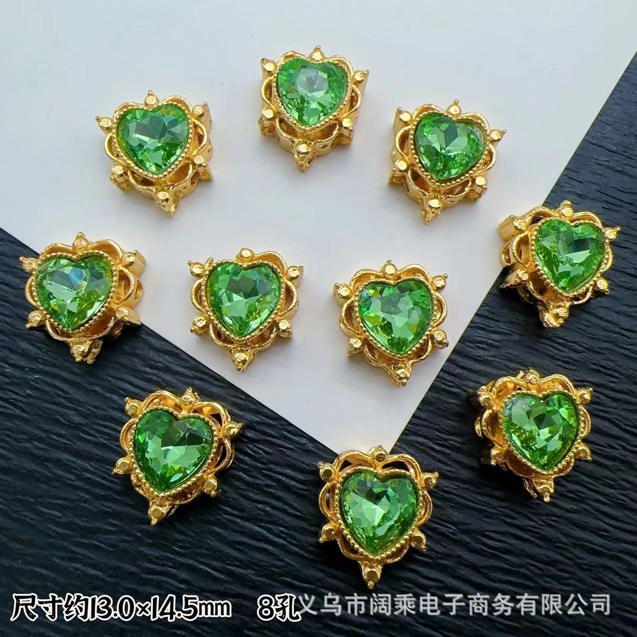 マイクロ象嵌ジルコニウムダイヤモンドマルチカラーピーチハートラブ8穴ビーズリング表面DIYビーズブレスレットネックレスジュエリーアクセサリー