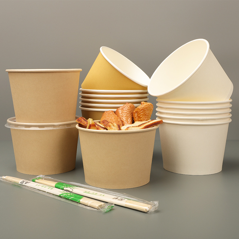 Gu Yue Tiancheng Paper Bowl Disposable Wholesale Stall with Lid Picnic Fast Food Lunch Box Custom Snacks Takeaway Daped Bowl