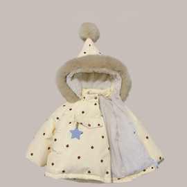 女童外套儿童冬装加绒加厚新款女宝洋气可爱防寒冬季棉袄毛领棉衣