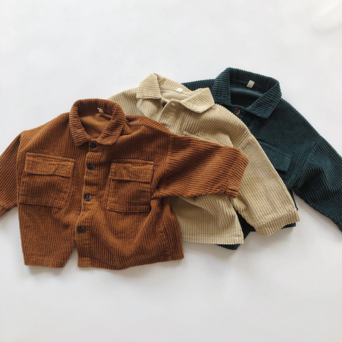 ins new autumn clothing Korean style boys and girls baby corduroy workwear top cardigan simple literary corduroy jacket