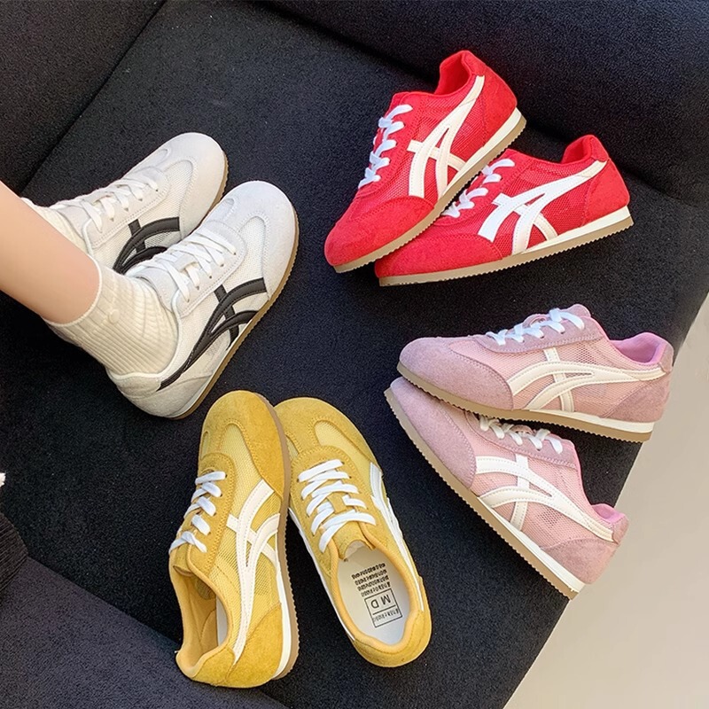 Genuine Leather Thick-Soled Moral Training Shoes for Women 2025 New Popular Shoes Women's Shoes Summer Mesh Shoes Women's Breathable Mesh Forrest Gump Shoes