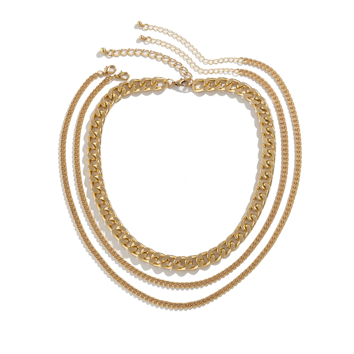 Collier à pampilles géométriques en métal punk avec chaîne croisée pour femme_voghion.com