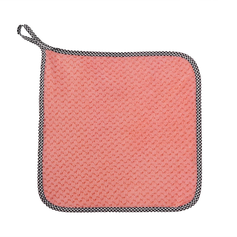 Kitchen rag coral velvet pineapple square scarf thickened water absorption small square scarf can hang hand scarf clean dishwashing towel