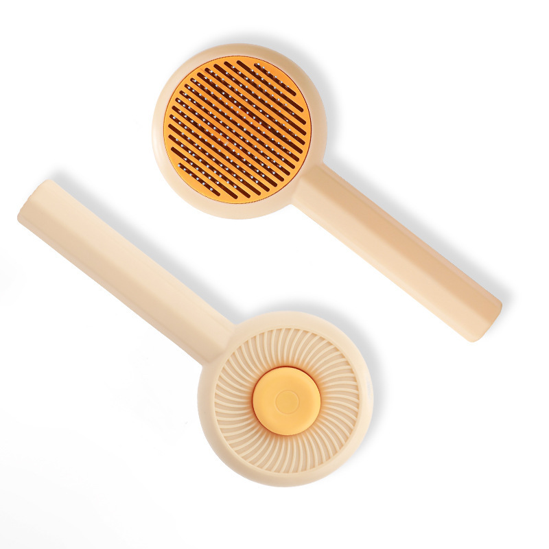 Mascotas peine para gatos masaje peine de aguja de limpieza de acero inoxidable cepillo de depilación para perros función de autolimpieza para eliminar el cabello flotante transfronterizo