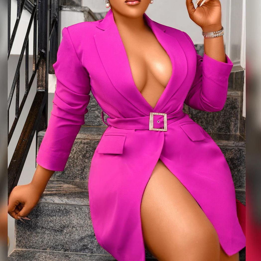 Bodycon Business Suit Dress Tailored Fit Notched Lapel Long Sleeve Plus Size Spring Autumn Wear Wholesale