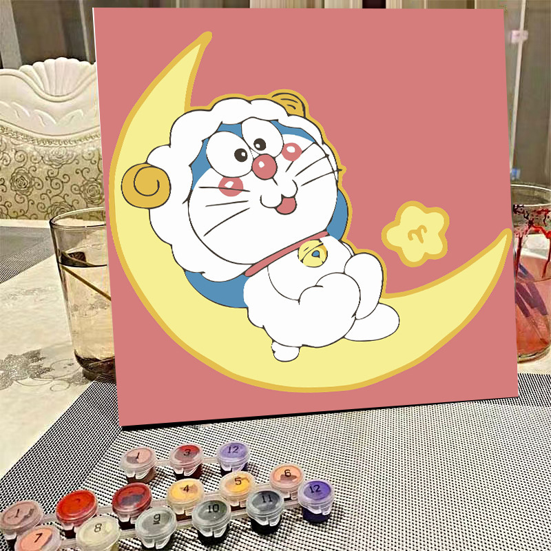 デジタル油絵diyの塗り絵の子供は漫画のアニメを埋めて色を塗ります。|undefined