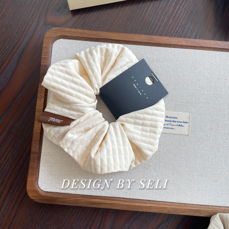 브리티시 체크무늬 머리끈 베이지(카드별도)