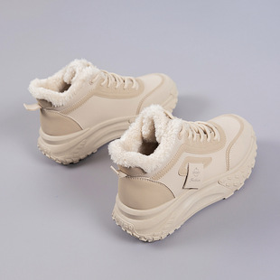 2025 New Winter Velvet Warm Cotton Shoes, Wear-Resistant and Heightening Casual Shoes, Thick-Soled Non-Slip Women's High-Top Dad Shoes
