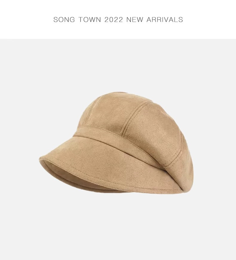 Hats for women in autumn winter, artistic simplicity and versatility, suede velvet net red cold small face, octagonal_voghion.com