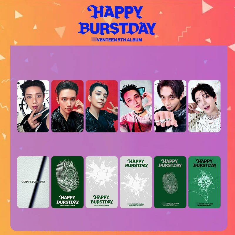 Набор фотокарточек SEVENTEEN HAPPY BURSTDAY, 54×85 мм, 6 шт., двусторонняя ламинация, бумага 300 г