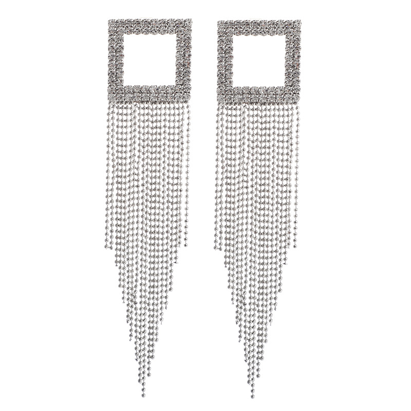 Earrings Classification Wedding, Travel Occasion South Korea New Long Tassel Rhinestone Exaggerated Earrings Personality Fashion Round Bead Earrings