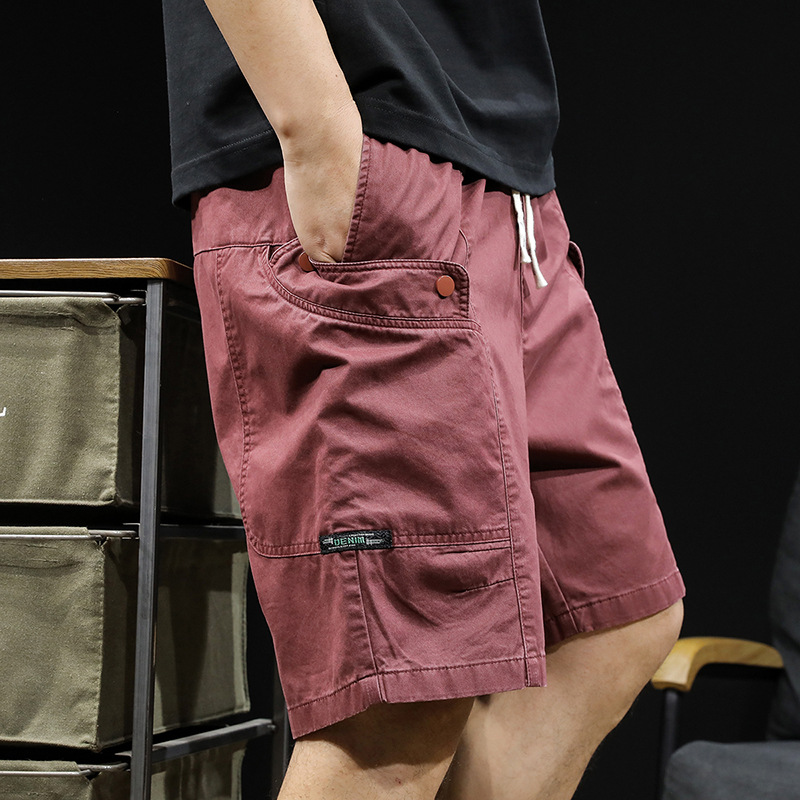 아메리칸 스타일 툴링 반바지 남자 2024 새로운 5 점 여름 유행 브랜드 느슨한 플러스 사이즈 5 점 순면 캐주얼 바지