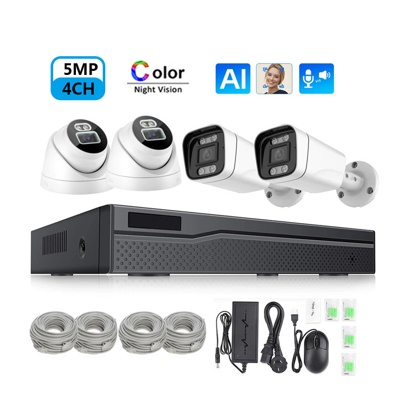 A todo color de visión nocturna con audio POE red Cable Alimentación traje vigilancia CCTV NVR HD Cámara al por mayor