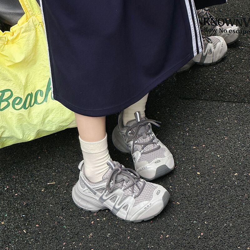 真皮厚底运动鞋女2025秋季新款百搭圆头轻便时尚舒适休闲老爹鞋潮|undefined
