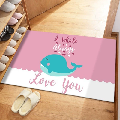Avtomobil döşəmə paspasları — Mat for Entrance, Toilet - crystal-velvet-cartoon-entrance-door-mat-blue-whale-4060cm
