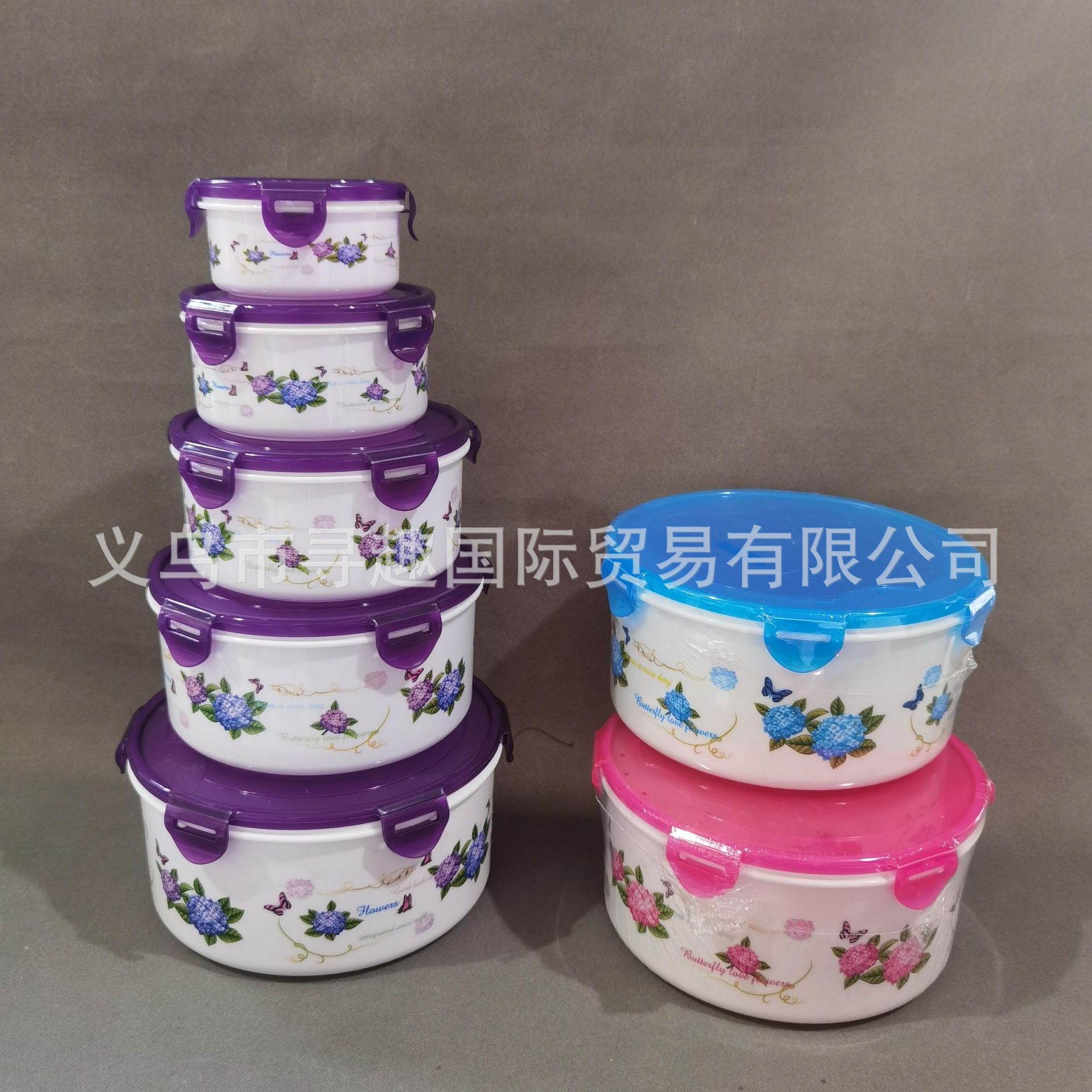 2878 caja de conservación fresca redonda de cinco piezas, caja de almacenamiento en refrigerador, lonchera desechable, lonchera para microondas