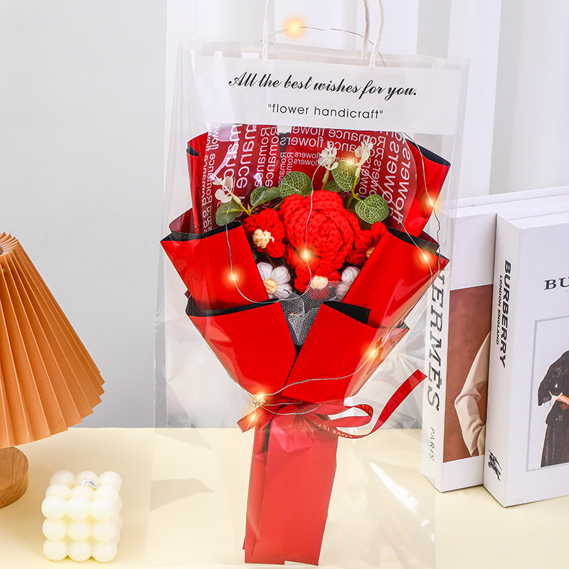 520 día de San Valentín confección de flores de lana tejida a mano buquet productos terminados para esposa novia regalo del día del maestro