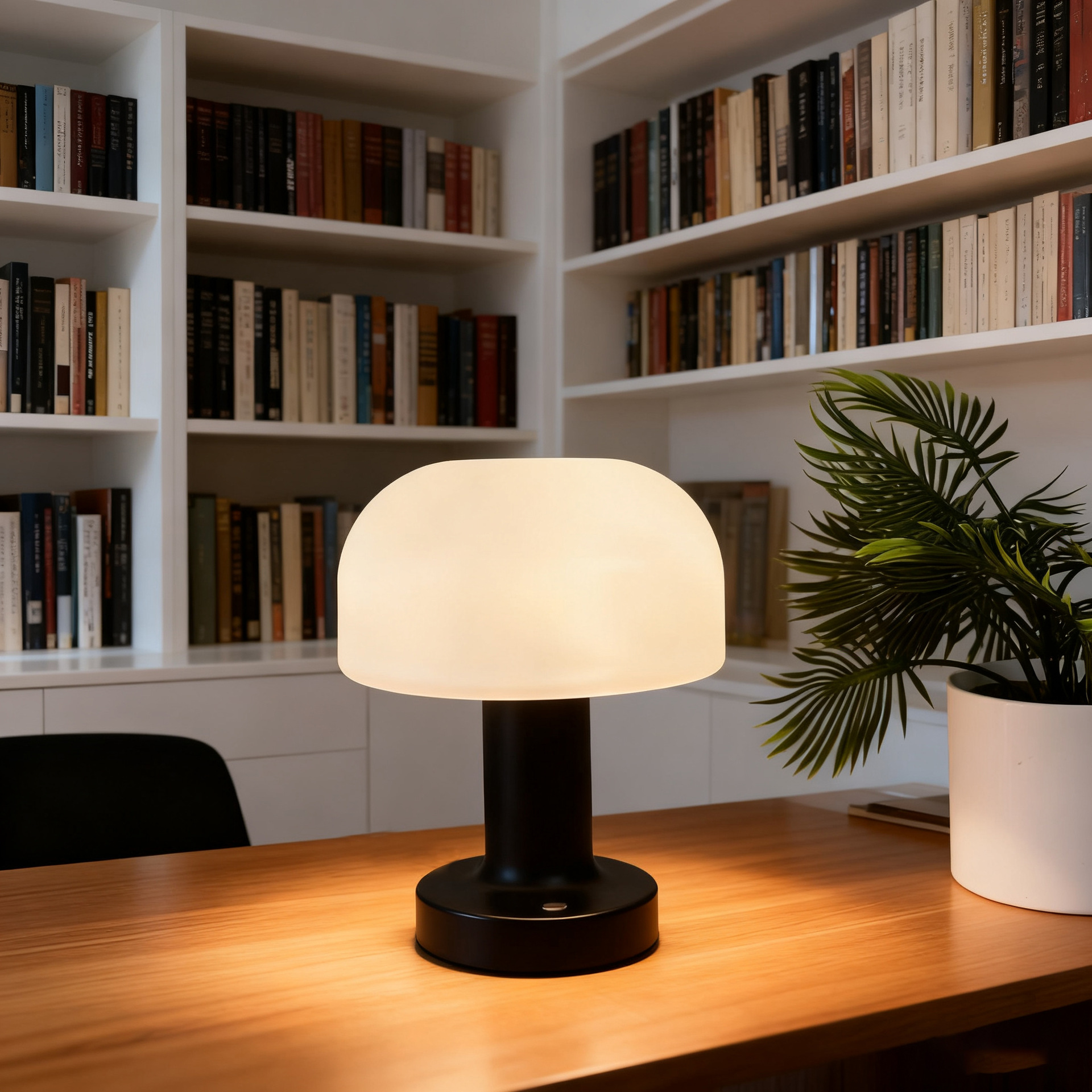 Lámpara de escritorio redonda de hongo dormitorio lámpara de noche de metal rotomoldado fábrica de lámpara de escritorio LED dedicada a la decoración redonda transfronteriza USB