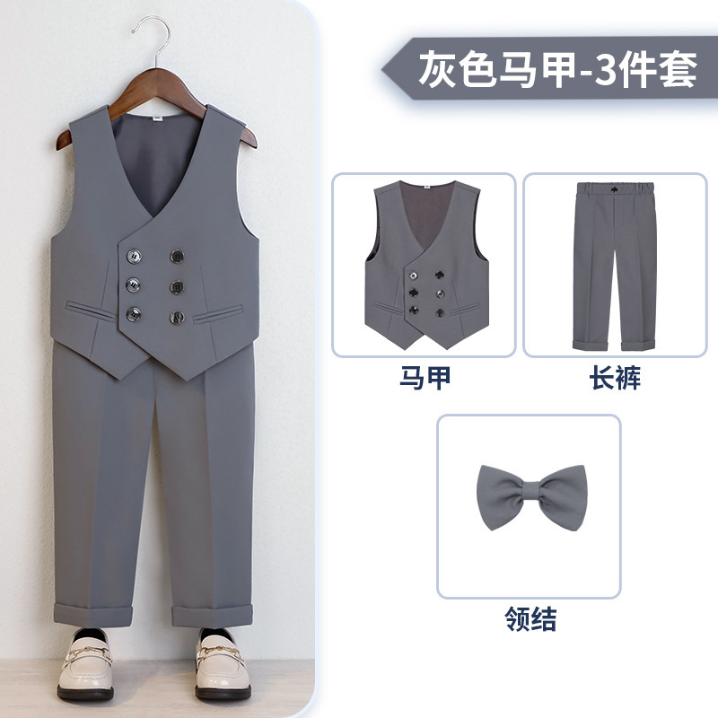 Vestido DE LOS NIÑOS guapo chico británico Caballero estilo traje de los niños pequeño traje de piano host traje de rendimiento