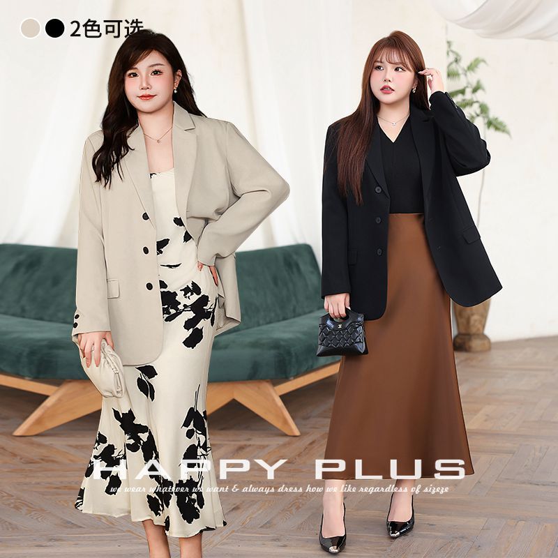 Runchi Large Size High-End Loose Casual Single-Breasted Blazer 8558 Oversized Casual Commuter Suit