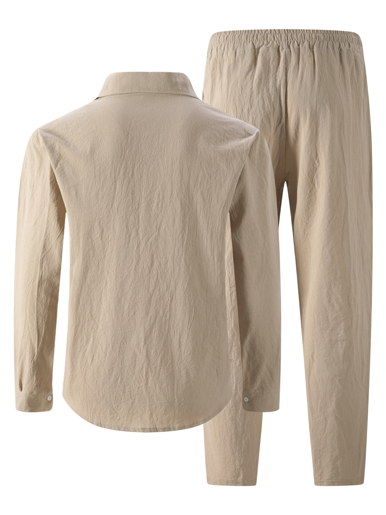 Herren Leinen Set Mit Hemd Und Hose Für Strand Und Freizeit_voghion.com