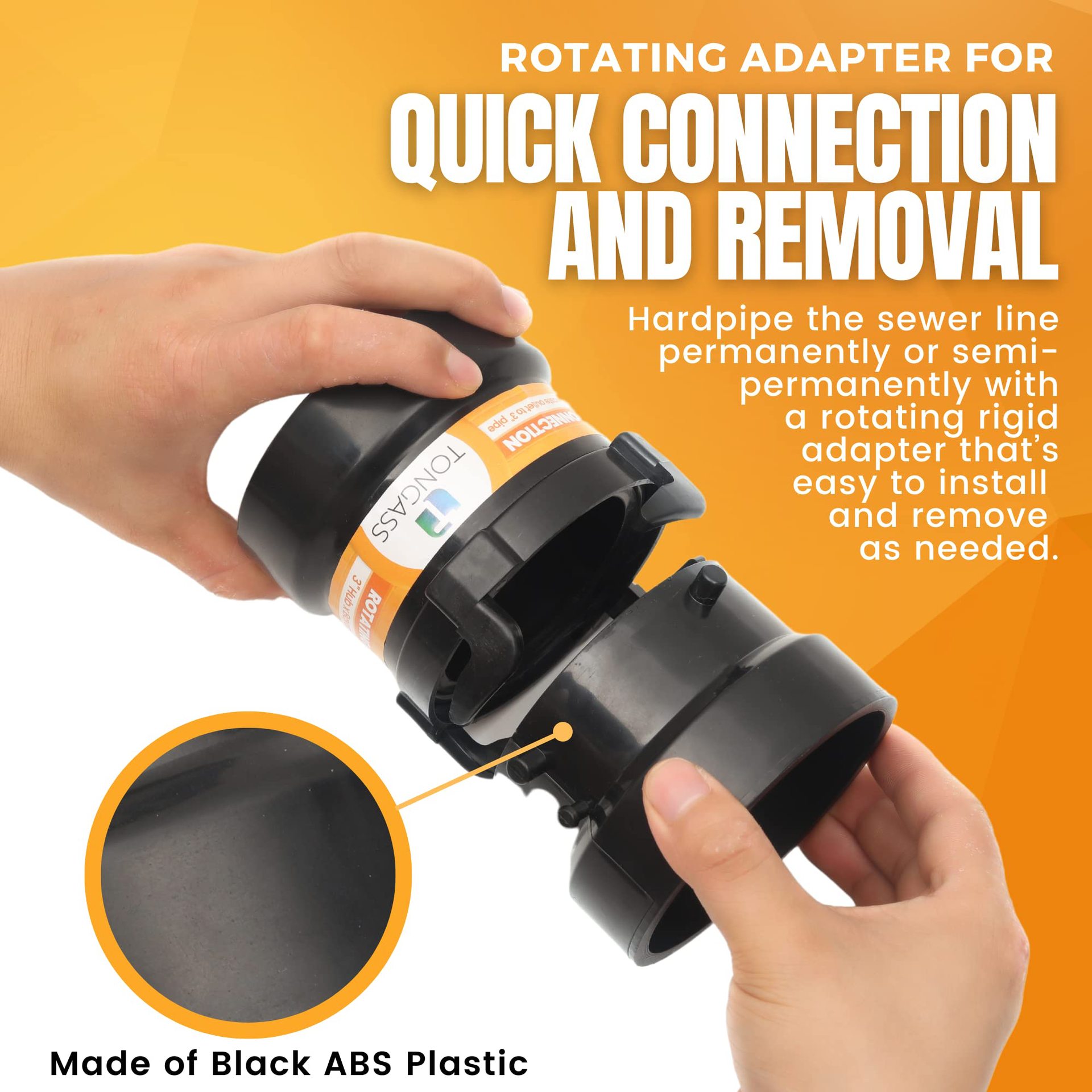 RV sewer hose connector adapter, ABS plastic terminal adapter, 3 inches 7.6cm