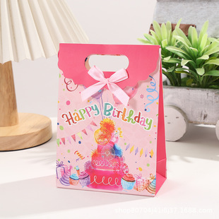 Birthday gift bag printed flap bag portable bow gift bag can hold small gifts wholesale gift bag