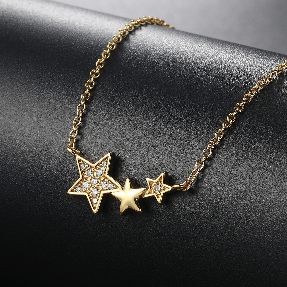 Simple Style Star Copper Gold Plated Zircon Necklace In Bulk display picture 2