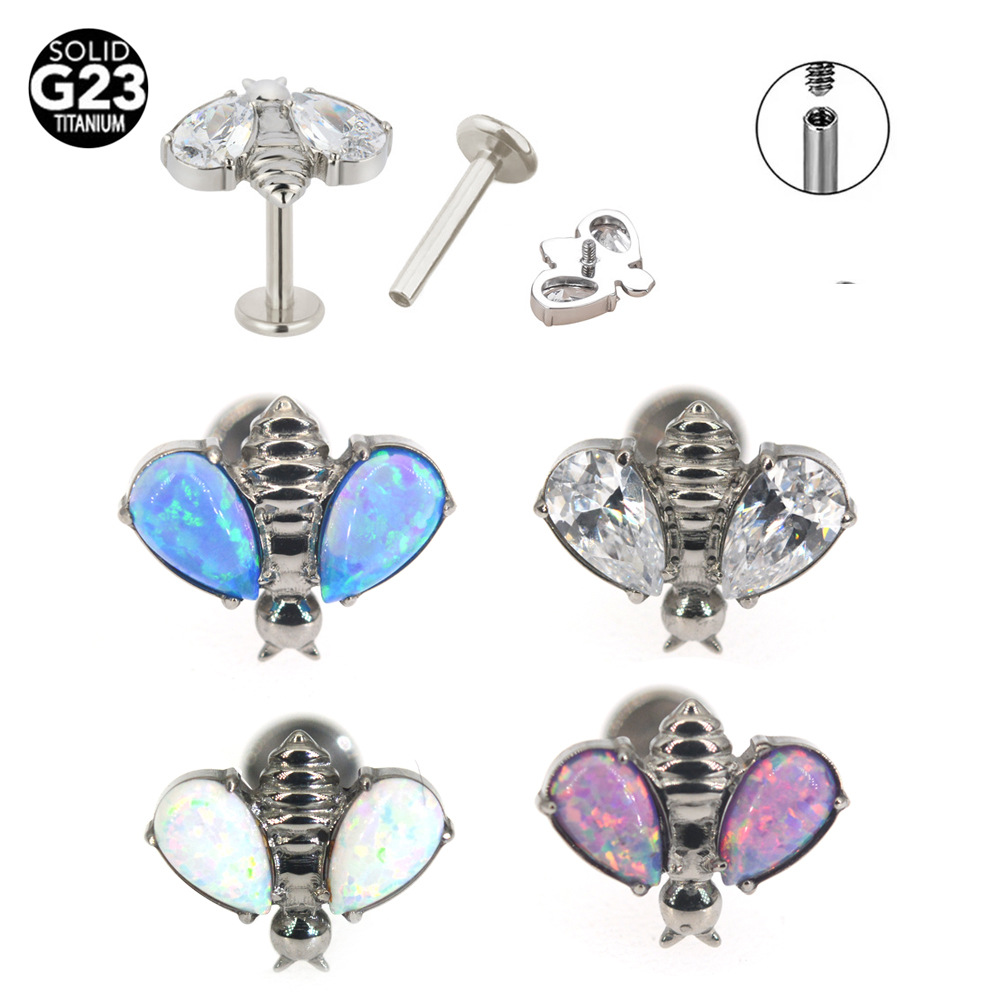 G23 Titanium Zirconia South Sea Pearl Piercing Jewelry Lip Ring Earring Helix Earring Factory Direct Supply