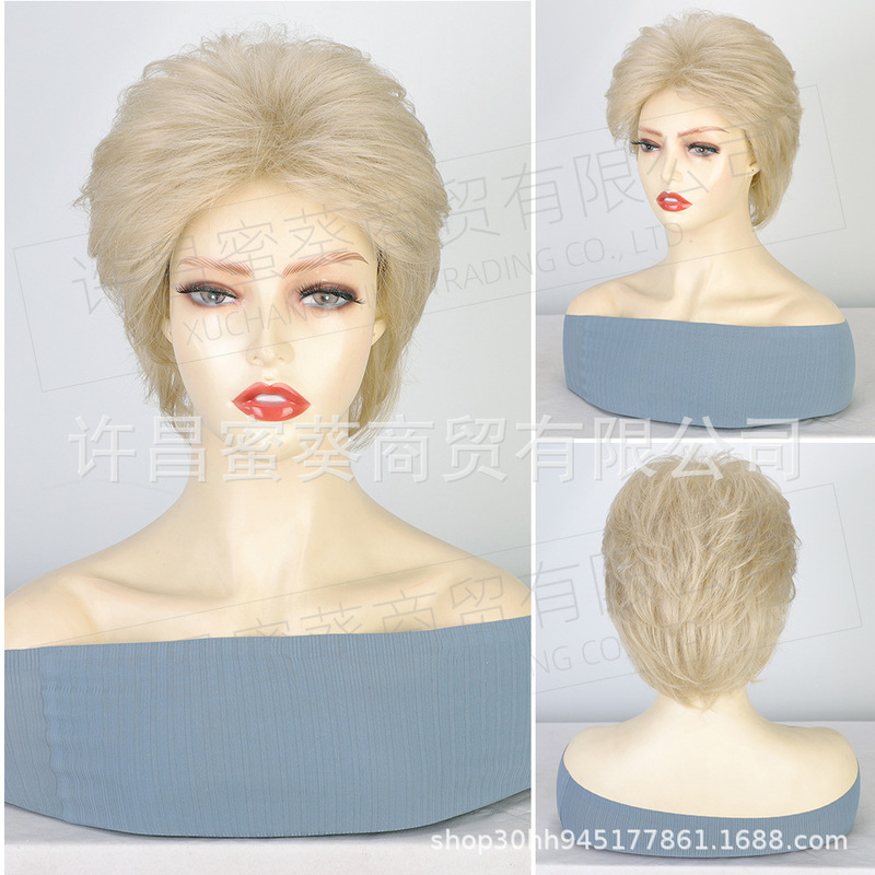 European and American style short wig for white women, high-end pixie cut with layered texture, natural-looking synthetic wig for women