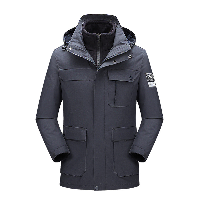 Chaqueta de lana para hombres y mujeres chaqueta desmontable tres en uno al aire libre otoño e invierno a prueba de viento impermeable forrado de lana engrosada traje de alpinismo