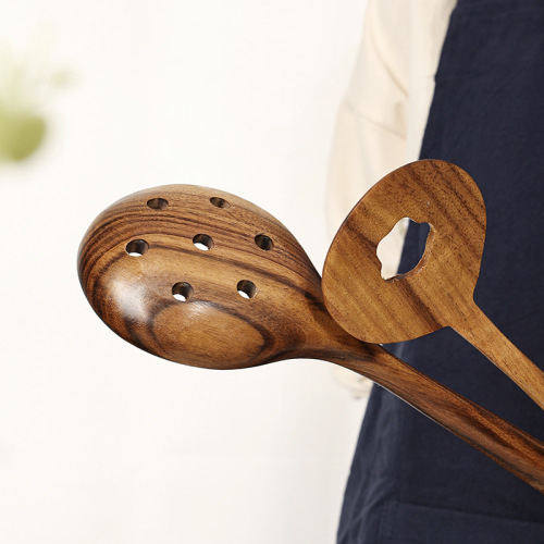 Teak non-stick pot wooden spatula soup spoon long handle salad mixing spoon spatula household cooking kitchen utensils