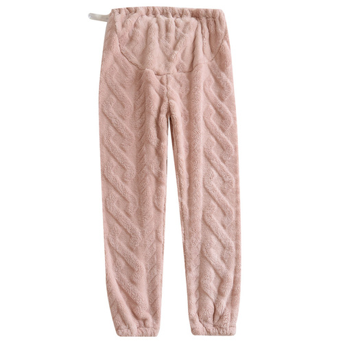 Winter flannel postpartum pants, maternity pants, casual warm cotton casual pants, coral fleece adjustable
