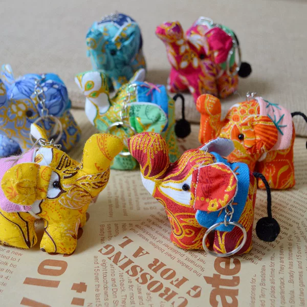 Thai Fabric Elephant Keychain Cute Bag Pendant Car Key Pendant Creative Gift Travel Souvenir