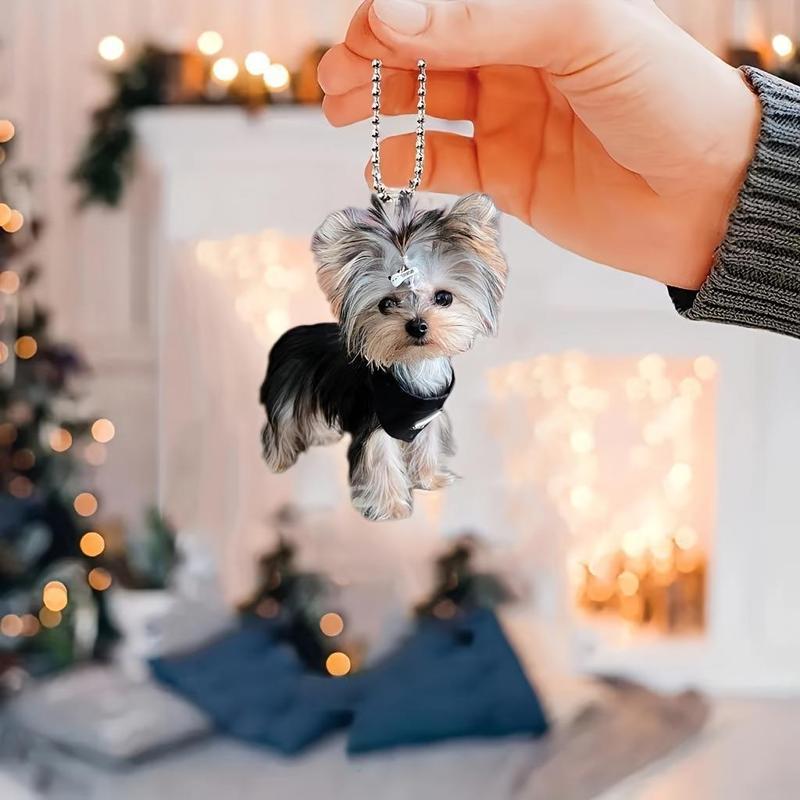 クロスボーダー新しいかわいい子犬車のバックミラーペンダントフラットファッションインターネット有名人アクリルクリスマスペンダント|undefined