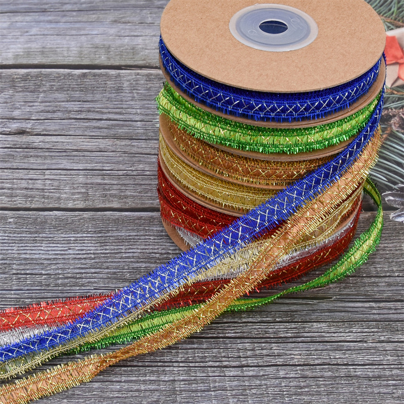 Fronteriza de filamento de cebolla accesorios de decoración cinta mayorista de árboles de Navidad embalaje de regalos de flores de ribbon de cebolla cinta