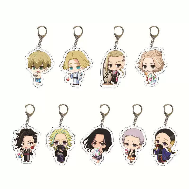 Acrylic Chibi Keychain Set, 55 mm Metal Clasp, 9 Cute Designs (Random Color)