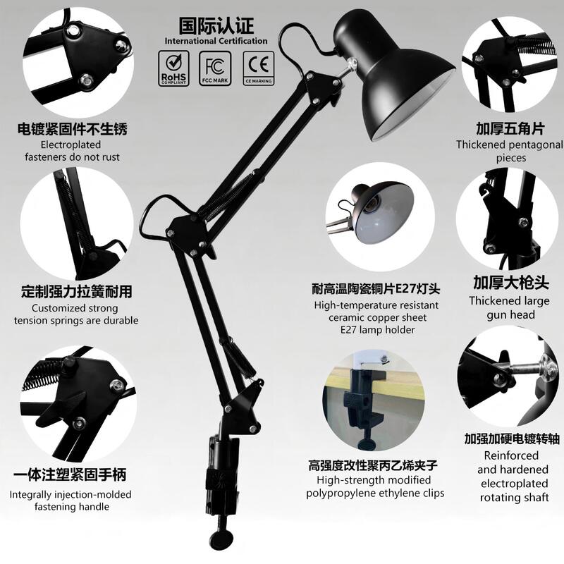 Long-Arm Nail Art and Eyelash Extension Desk Lamp for Photography, Eye Protection, Clip-On, Desktop, Study, Work, Painting, Tattoo Repair, Embroidery, Night Light Long-Arm Nail Art and Eyelash Extension Desk Lamp for Photography, Eye Protection, Clip-On, Desktop, Study, Work, Painting, Tattoo Repair, Embroidery, Night Light