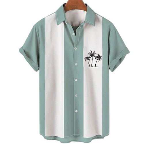 Hot-selling Men's Hawaiian Shirt Men's 3D Printed Coconut Tree Short-Sleeve Printed Shirt